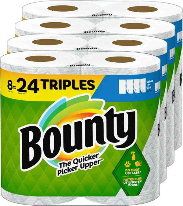 Bounty Select-A-Size Paper Towels, White, 8 Triple Rolls = 24 Regular Rolls